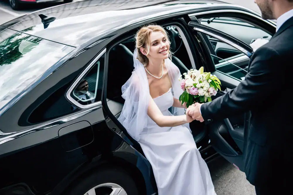 Bride Exiting Car Philadelphia County Pennsylvania in Philadelphia, Pennsylvania