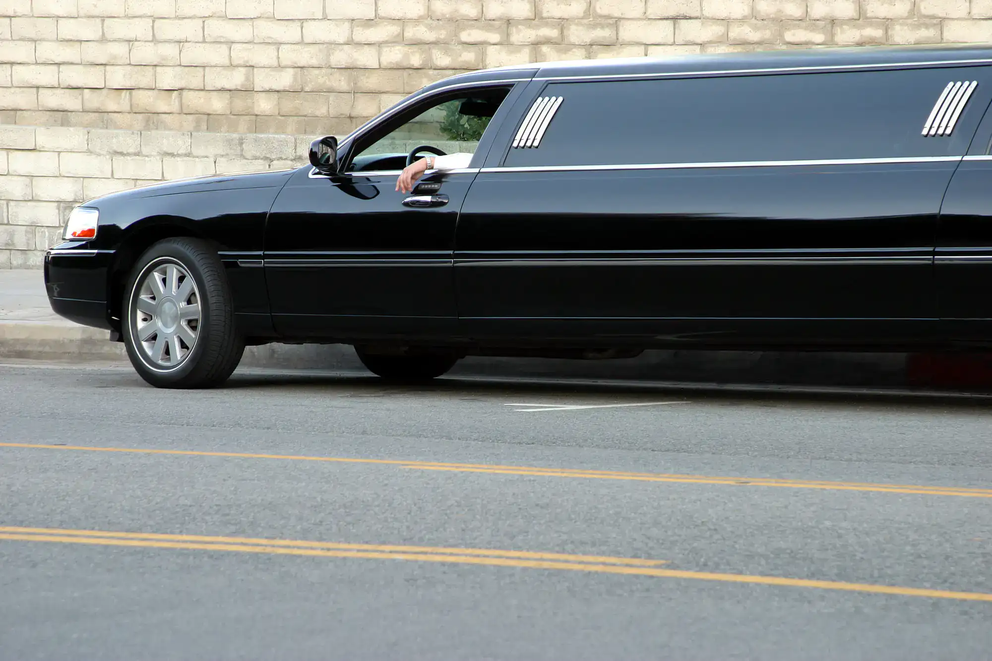 Black stretch limousine available for prom rentals in Philadelphia, PA, offering a sophisticated, comfortable ride with professional drivers and upscale interior for a night to remember